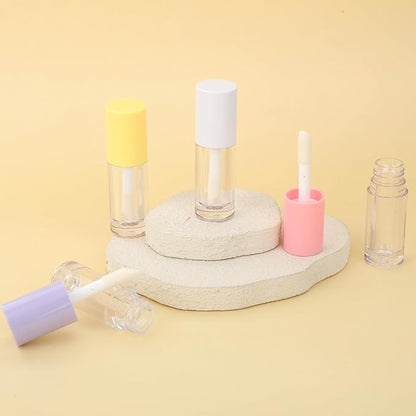 4Pcs Lip Gloss Tubes, 6ml Empty Lip Gloss Tubes with Wand Refillable Lip Gloss Containers with Rubber Stoppers Lip Balm Bottles for DIY Lipgloss (4 Colors)