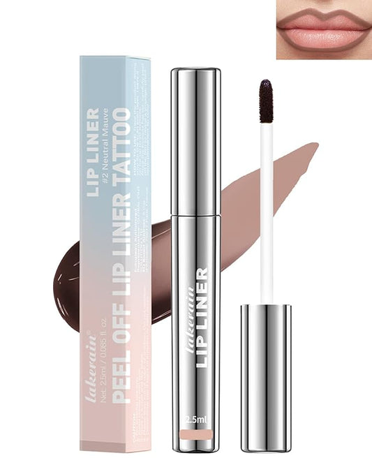 Peel Off Lip Liner Stain, Long Lasting Waterproof Lipliner Tattoo Stain, Transfer-Proof, High Pigmented Color Lipstain with Matte Finish, All-Day Stay Lipliner Makeup for Women, Neutral Mauve