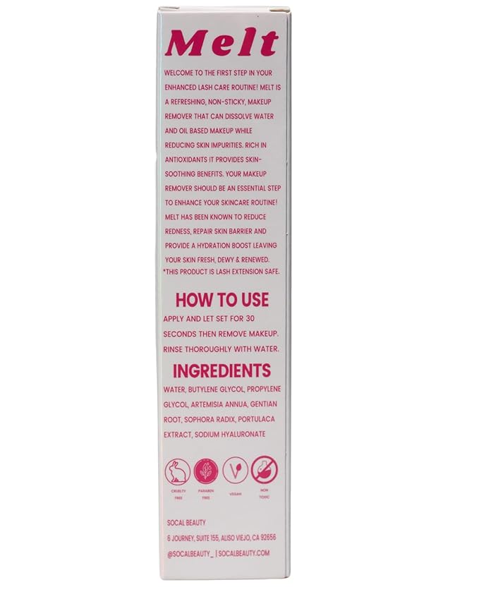MELT Oil-Free Makeup Remover - Gentle Formula with Gentian Root - Lash Extension Safe - Reduces Redness & Hydrates Skin (1.7 fl oz)