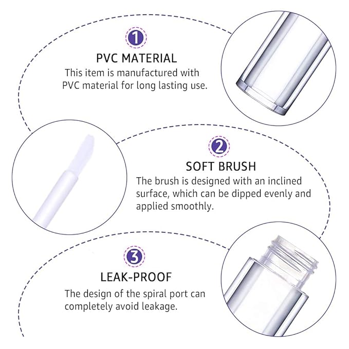 AMORIX 50 Pack Lip Gloss Tubes with Wand 5ml Lip Gloss Containers Lip Gloss Supplies Kit with 3pcs Syringes for DIY Lip Gloss Base, Oblique Cap