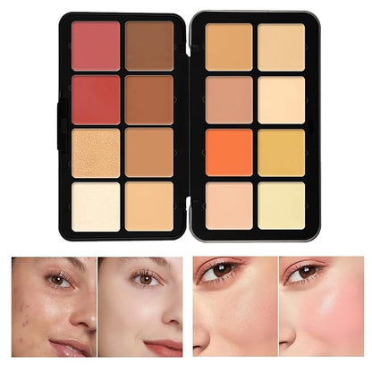 16 Colors Full Coverage Concealer Palette and 11 Pcs Makeup Brush, FantasyDay Long Lasting Lightweight Creamy Formula Xmas Makeup Contour Kit Color Corrector Conceal Moisturizing Foundation Camouflage