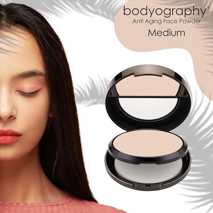 Bodyography Anti Aging Face Powder (Medium): Matte Oil-Free Salon Foundation Powder Makeup w/ Vitamin E, C & Antioxidants | Gluten-Free, Cruelty-Free, Paraben-Free