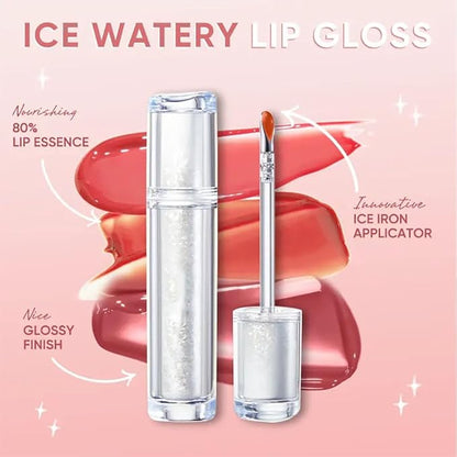 Judydolll Ice Watery Lip Gloss, Ice Iron Tinted Lip Tint, Jelly Hydrating Lip Gloss, Long-Lasting Lightweight Lip Tint (#01)