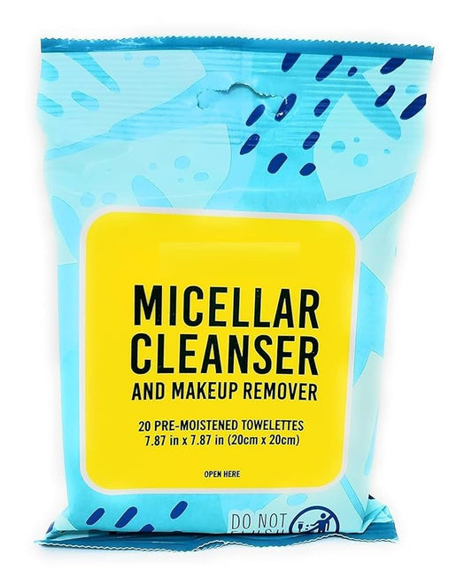 Micellar Cleanser and Makeup Remover 20 Pre-Moistened Towelettes 7.87 in x 7.87 in - Pack of 2