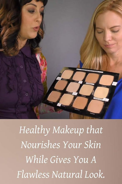 Pressed Mineral Makeup Foundation Cocoa with Vitamin A, E and Green Tea. This Mineral Cosmetic Made in USA with No Paraben