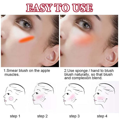 Cream Blush Stick,Blush Stick for Cheeks with Contour Brush,3-in-1 Long Lasting Waterproof Blush&Eye Shadow&Lip Gloss for Natural Skin Types（03 Citrus Pink）