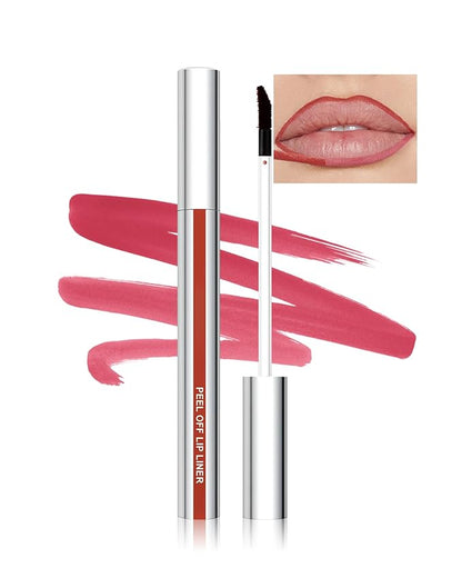 Peel Off Lip Stain Long Lasting, Lip Liner Stain Peel Off for Women Tattoo Lipstick Waterproof Lip Gloss Matte Finish Peel Off Lip Liner Lip Stain High Pigmented Transfer-Proof Lip Makeup, Mauve