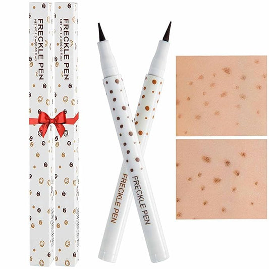 Freckles Pen, 2 Color Natural Freckles Makeup Pens Waterproof Long-Lasting Quick-Dry Pen, Easy Makeup Tool For a Natural Sun-kissed Makeup, Light Brown&Natrual Coffee