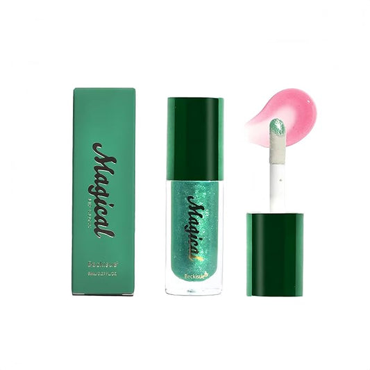 Changing Lip Gloss Non-sticky Moisturizing Lip Oil Gloss Nourishing Shiny Glossy Lipgloss for Lip Care and Dry Lip with Big Brush