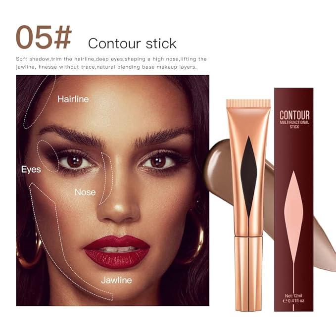 Concealer Stick,Contour Stick Makeup Liquid Highlight and Contour Wand,Cream Contour Stick with Soft Cushion Applicator,Foundation Highlight Makeup Bronzer Stick for Face