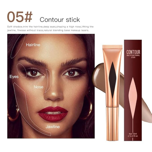 Concealer Stick,Contour Stick Makeup Liquid Highlight and Contour Wand,Cream Contour Stick with Soft Cushion Applicator,Foundation Highlight Makeup Bronzer Stick for Face