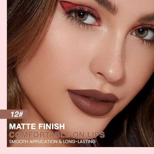Kaely Matte Velvet Lip Liner Pencils Retractable for Shaping & Sculpting Lips, Taupe Lip Pencils for Women Long Lasting Waterproof Rich Lip Colors Liner Crayon Lipstick delineador de labios 12