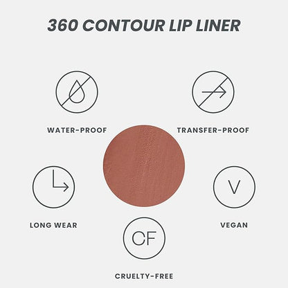 Wonderskin Lip Liner Pencil - 360 Contour Lipliner, Long Lasting, Sharpenable, Waterproof and Transfer-Proof Brown Lip Liner Pencil (Saddle)
