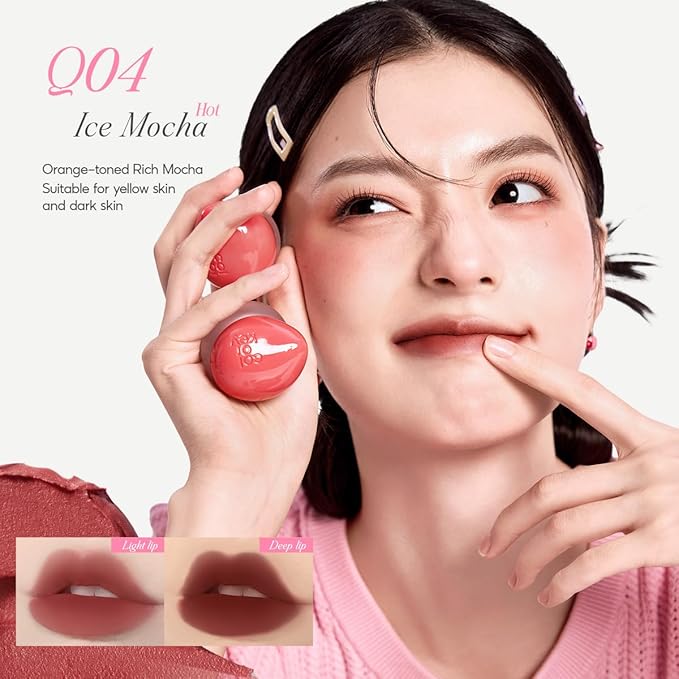 COLORKEY Bouncy Multi-Purpose Mud, Lip Tint, cheek, Moist Fit Without Stickiness, non-sticky, Creamy Soft Texture,Smudge-Proof (Q04-Ice Mocha, 4.5g)