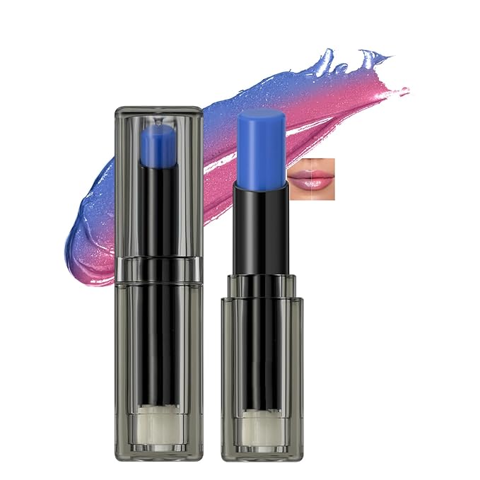 PH Adjusting Lip, Blue Black Ph Adjusting Lip Balm & Cheek, Cheek Tint Gloss Lipgloss, Tinted Color Change to Pink, Temperature Color Changing Lipstick for Women, Moisturizing, 01# Blue