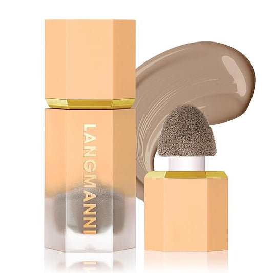 Liquid Contour Stick Makeup - Cream Face Contour Wand with Cushion Applicator, Natural Matte Long Lasting Creamy Bronzer Contour, Lightweight Silky Blendable (#02 SOFT TAN)