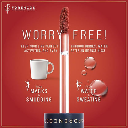FORENCOS Long Lasting Waterproof Lip Stain Liquid Lipstick, Velvet Matte, Longwear, High Pigmentation, Tattoo Lips, Weightless, Smudge-proof, Non-Sticky, Korean Lip Tint Stain Makeup (27 Lucid)
