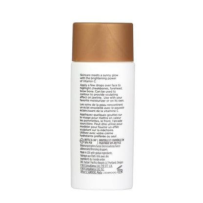 Pacifica Sunny Glow Liquid Face Bronzer Drops - Face Makeup Bronzing For Face & Cheeks for Instant Sun-Kissed Glow - Vitamin C & Glycolic Acid Infused Liquid Bronzer Illuminating Highlighting Clean