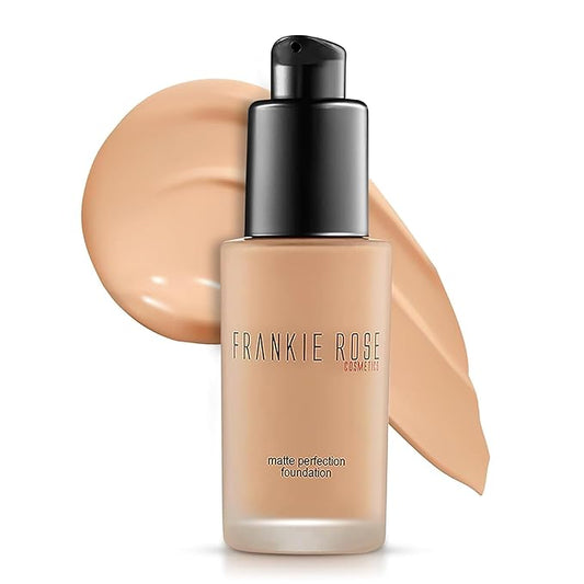 Frankie Rose Cosmetics Matte Perfection Foundation Makeup – Long-Lasting, Hydrating Foundation for Semi-Matte Finish - Foundation Full Coverage for All Skin Types - (Vintage) 1.0 US fl oz / 30 ml