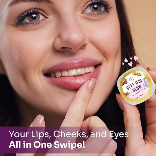 Beet-iful Glow | Lip & Cheek Tint - 100% Ayurvedic Hydrating Formula with Olive, Almond & Jojoba Oil - Lightweight, Blendable, Long-Lasting Color