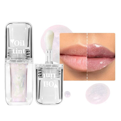 Transparent Warm Changing Pearl Lip Oil,Magic Color Changing Lip Oil,Moisturizing And Moisturizing Lip Gloss, Reducing Lip Lines,Hydrating Lip Glow Oil (02# Pearlescent Lip Oil)