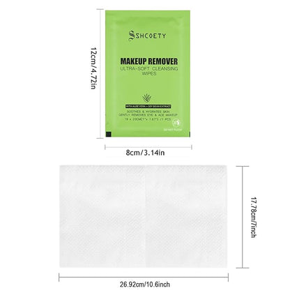 100Packs Individual Makeup Remover Wipes for Face - Soft, Gently Cleanse for Travel, Makeup Remove Wipes Individually Wrapped for Women Cleansing Bulk, Suitable for Hotel Guests, #Avocado