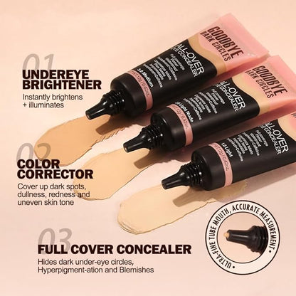 Under Eye Concealer, Color Corrector for Dark Circles, 【Full Coverage & Brightening】【Waterproof & Long Lasting】【Lightweight】Natural Matte Finish Concealer for Women, 02 Light Nude