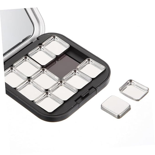 FRCOLOR 2Pcs Empty Magnetic Eyeshadow Makeup Palette DIY Blush Lipstick Contouring Powder Tray with 12 Grids Travel Size Cosmetic Pans Eyeshadow Makeup Containers for Women
