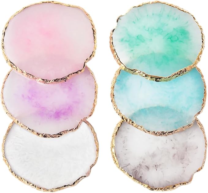 Nail Art Palette Stone,Resin Nail Art Palette,Nail Art Painting Mixed Color Palette Gold Edge Nail Gel Color Makeup Display