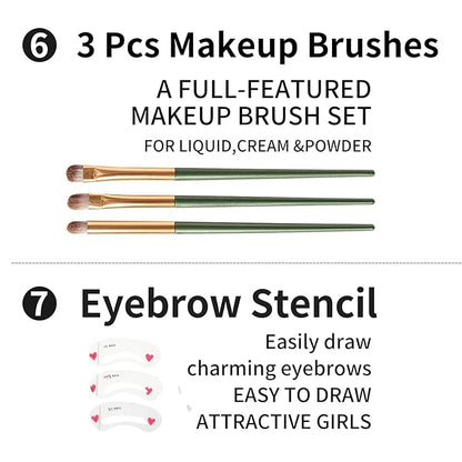 All in One Makeup Kit For Girls - 16 Colors Naked Eyeshadow Palette, 3Pcs Makeup Brushes, Waterproof Eyeliner Pencil, Eyebrow Powder,Eyebrow Pencil,Mascara, Women and Beginners Teens Makeup Gift Set