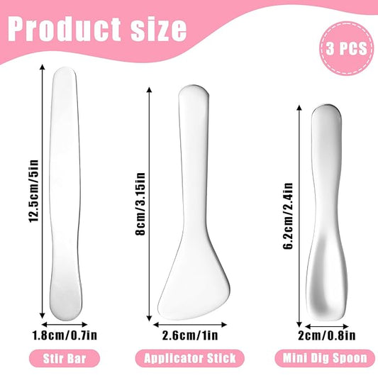 simarro 3-Piece Makeup Scraper Set, Mini Metal Makeup Scraper, Beauty Reusable Skin Care Spoon, Facial Beauty Accessories for Mixing and Sampling Botanical Masks, Skin Creams, Eye Creams, Serums