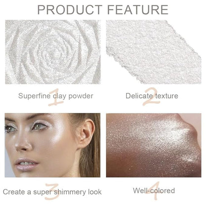 evpct Pearl White Silver Face Highlighter Makeup, White Shimmer Glitter Diamond Sparkly Highlighters Makeup Eyeshadow Palette Powder for Face Body Cheek Skin, inner Corner Eye Highlighter Make up 01