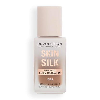Revolution, Skin Silk Serum Foundation, Light to Medium Coverage, Lightweight & Radiant Finish, Contains Hyaluronic Acid, F13.5 Dark Skin Tones, 0.77 fl oz
