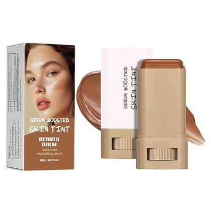 Foundation Stick Beauty Balm Serum Boosted Skin Tint, Solid Tinted Moisturizing Serum Foundation Face Stick, Multifunctional Full Coverage Concealer, Brightens, Makeup (#03)