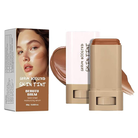 Foundation Stick Beauty Balm Serum Boosted Skin Tint, Solid Tinted Moisturizing Serum Foundation Face Stick, Multifunctional Full Coverage Concealer, Brightens, Makeup (#03)