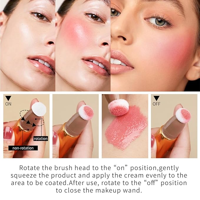 Summaryas Contour Wand & Blush Wand Duo - Blush｜2 In 1 LiquidBlush Wand for Women with Applicator,Cream Contour Stick Makeup (#01, 15ml)