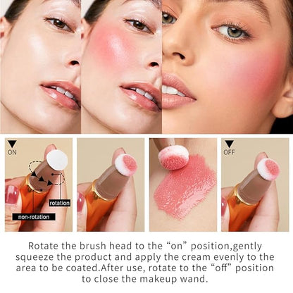 Summaryas Contour Wand & Blush Wand Duo - Blush｜2 In 1 LiquidBlush Wand for Women with Applicator,Cream Contour Stick Makeup (#01, 15ml)