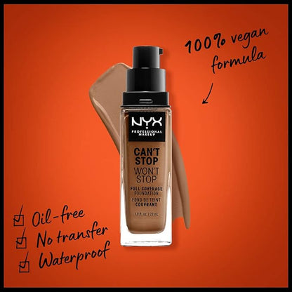 NYX PROFESSIONAL MAKEUP Can't Stop Won't Stop Foundation, 24h Full Coverage Matte Finish - Mahogany