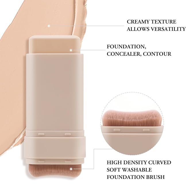 Matte Foundation Stick - Full Coverage Concealer And Contour Stick With Built In Applicator