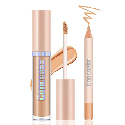 Camo Concealer Stick and Pencil Set, Full Coverage Concealer Kit, Lightweight Long Lasting Liquid Concealer for Women All-Day Wear