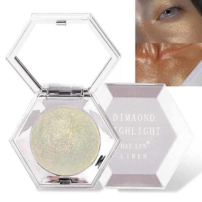 evpct Champagne Gold Cheek Diamond Highlighter Highlight Shimmer Makeup Contour Palette iluminadores de maquillaje,Highlighter+Makeup Glitter Shimmer Blush Bronzer and Makeup Highlighter Powder A03