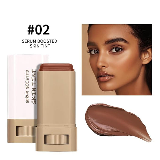 Foundation Stick Beauty Balm Serum Boosted Skin Tint,Skin Tint Foundation,Solid Tinted Moisturizing Serum Balm,Long-Lasting Moisturizing Flawless Face Makeup for Women (#02,18 g)