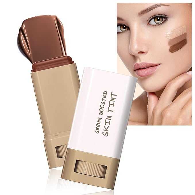Skin Tint Foundation Stick Beauty Balm Serum Boosted, Solid Tinted Moisturizing Contour Stick Foundation Primer for Women Face Makeup, Natural Finish Makeup Even Skin Tone (#1)