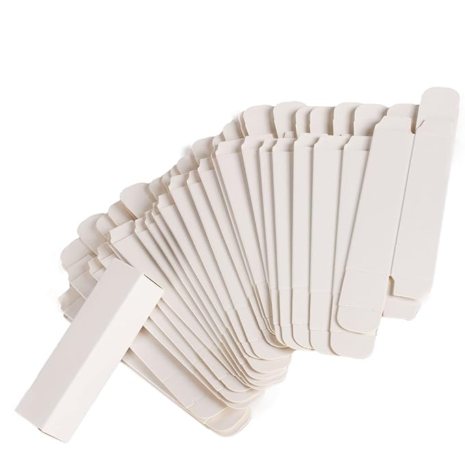 COSIDEA 50 PCS Empty Matte White Lip Gloss Boxes W22 xW22 xH92mm /0.87*0.87*3.62 inch, Cosmetic Perfume / Mascara Box Packaging for Small Business Wholesale, small Kraft Paper Box