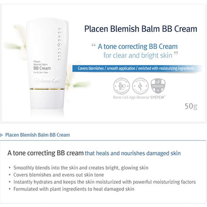 [Rene Cell Placen Blemish Balm BB Cream, Glossy Face Makeup (50g / 1.8oz)