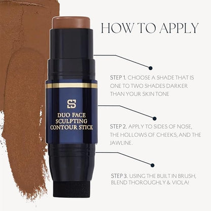Duo Face Sculpting Contour Bronzer Stick, Dual-Use Applicator for Perfect Sculpt & Blend, Natural Finish, .32 Ounce (Mahogany)