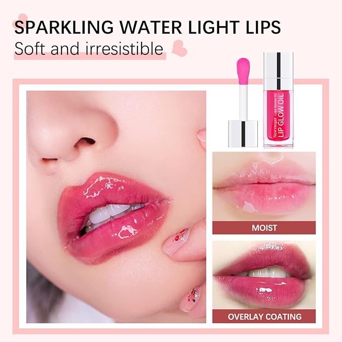 Hydrating Lip Glow Oil Long Lasting Plumping Lip Gloss Transparent Toot Lip Balm Moisturizing Lip Oil Repairing Lip Lines and Prevents Dry Cracked for Lip Care and Dry Lips 3PCS