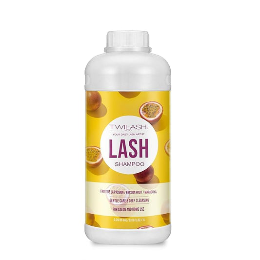 Lash Shampoo Bulk, Eyelash Cleanser for Extensions 2 Liters, Dispenser Pump, Non-irritating or Burning Eyelid Foaming Cleanser for Professional Salon and Home Use (Passion Fruit-1L)