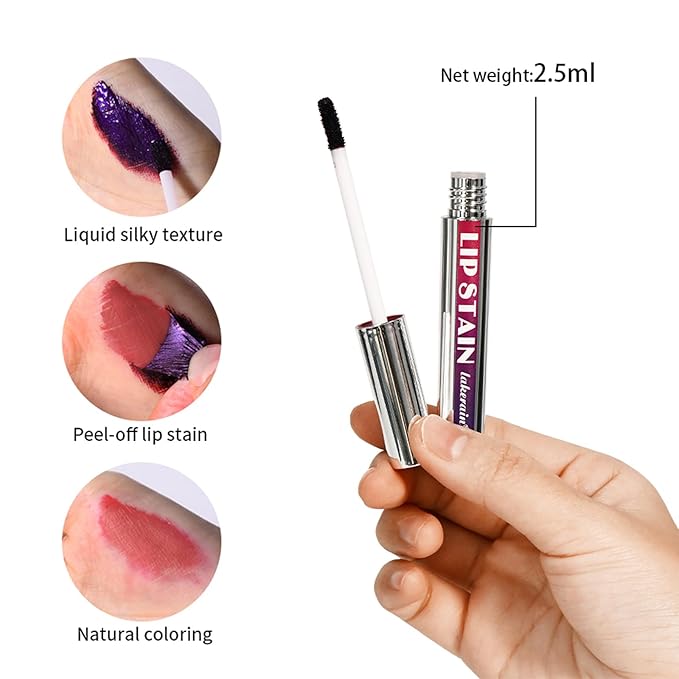 Peel Off Lip Tint 3 Colors Detachable Lip Liner Long Lasting Waterproof Matte Lip Gloss Liquid Lipstick Pigmented Lip Pencil (3Colors/Set)