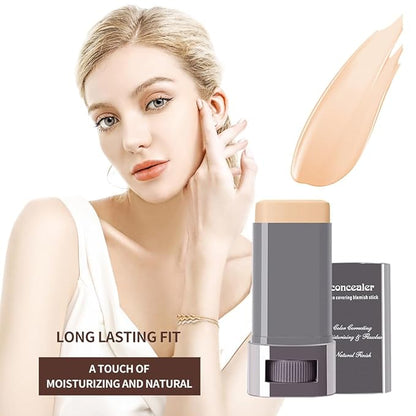 3-in-1 Foundation Stick Beauty Balm Serum Boosts Skin Tone, Solid Tinted Moisturizing Serum Contouring Foundation for Women, Natural Finish, Buildable Medium to Full Coverage(02#Natural)